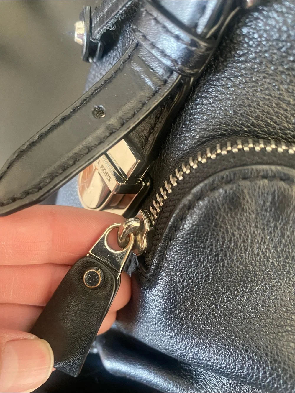 Michael Kors Black Leather Mini Backpack with Gold MK Logo
